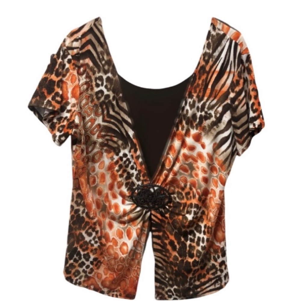 NOTATIONS ANIMAL Print Blouse Size LARGE